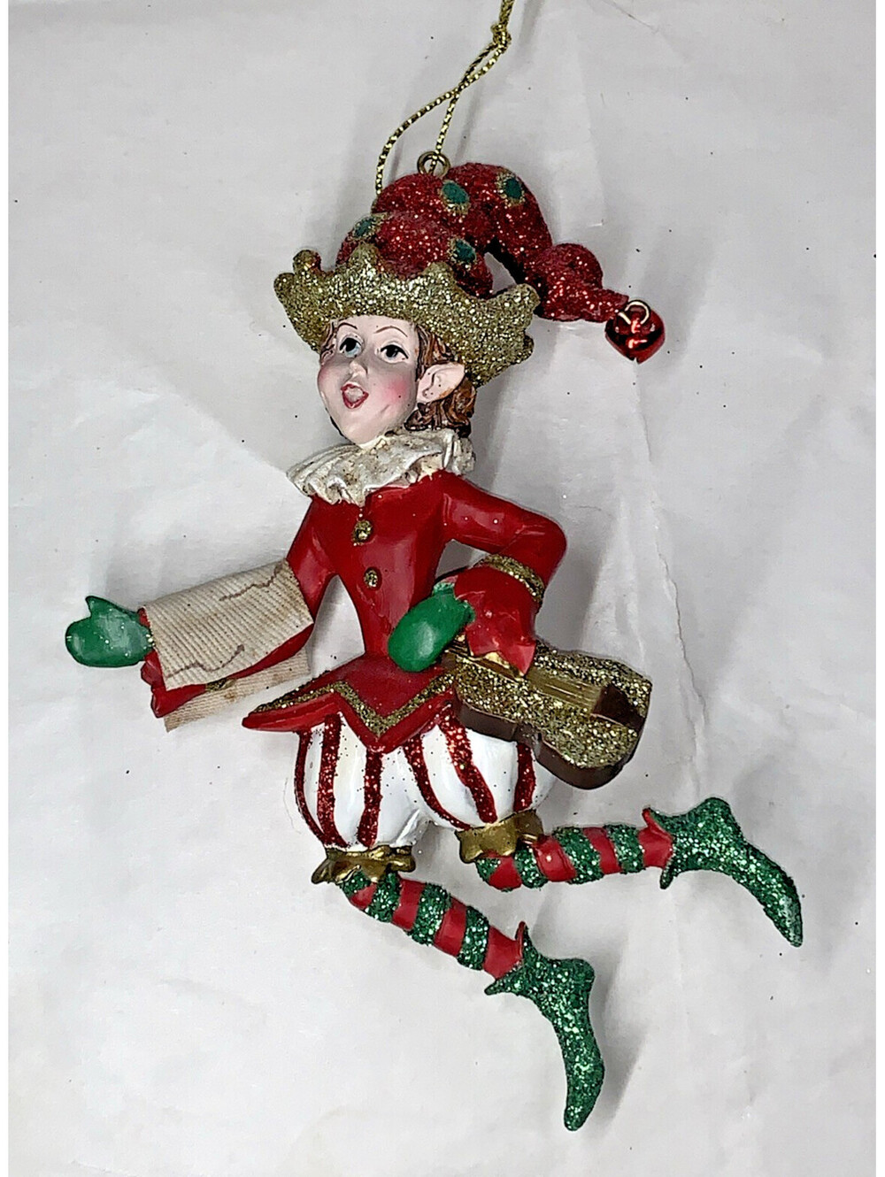 Van Craig for Kurt Adler PIXIEPYES 7" Resin Ornament - ELF With Violin RED